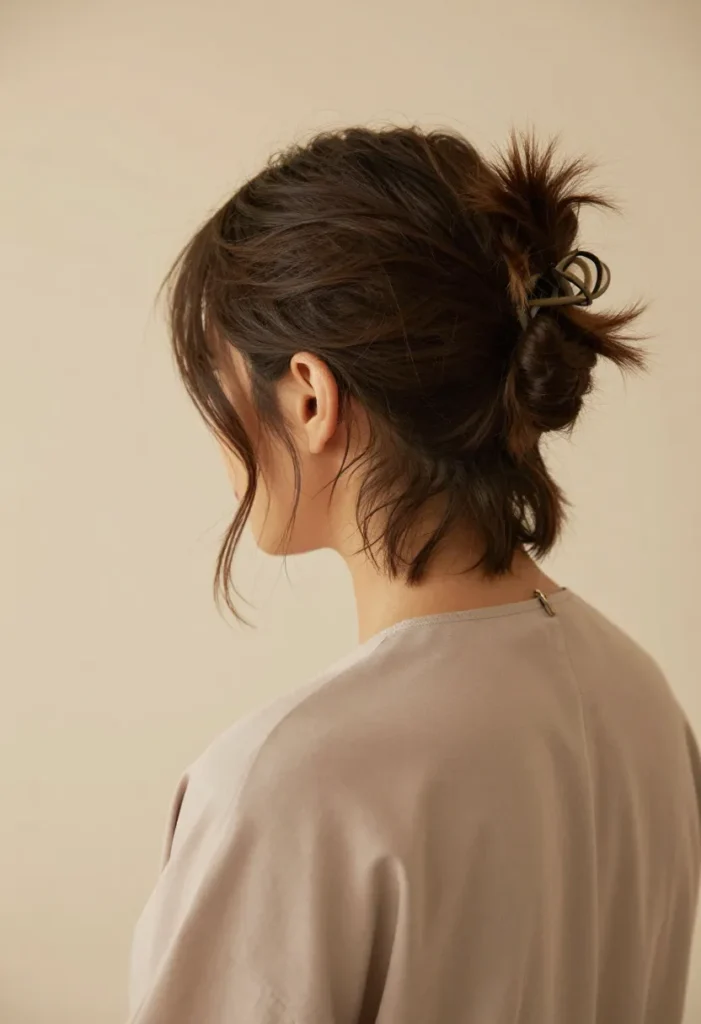 Messy Short Bun Style Messy Short Bun Style