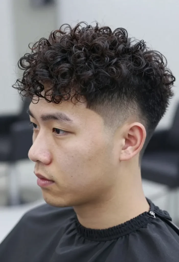 Mid Drop Fade with Curly Top Mid Drop Fade with Curly Top