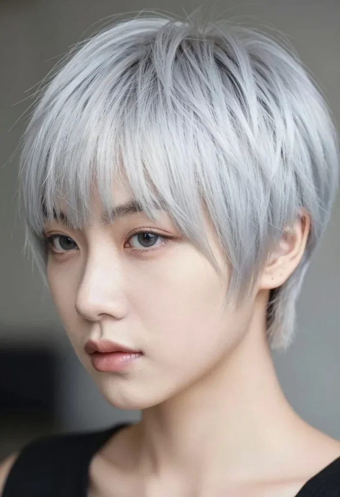 Platinum Pixie with Long Bangs Platinum Pixie with Long Bangs