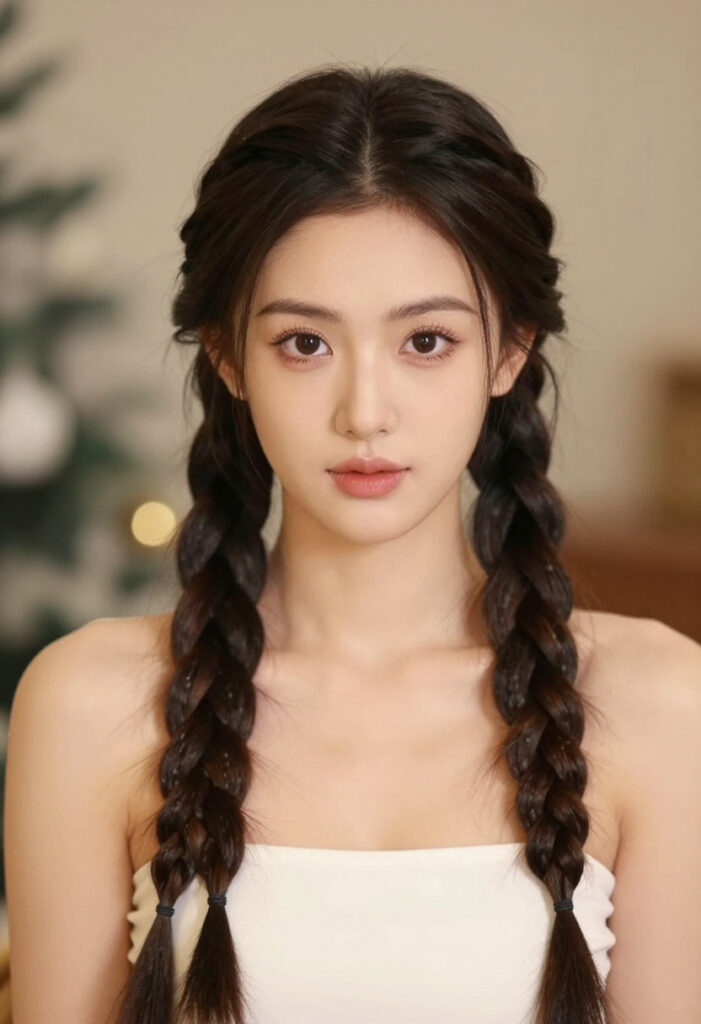 Polished Double Dutch Braids With A Clean Middle Part Polished Double Dutch Braids With A Clean Middle Part
