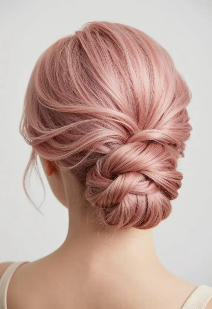 Romantic Low Bun with Rose Inspired Twists Romantic Low Bun with Rose Inspired Twists