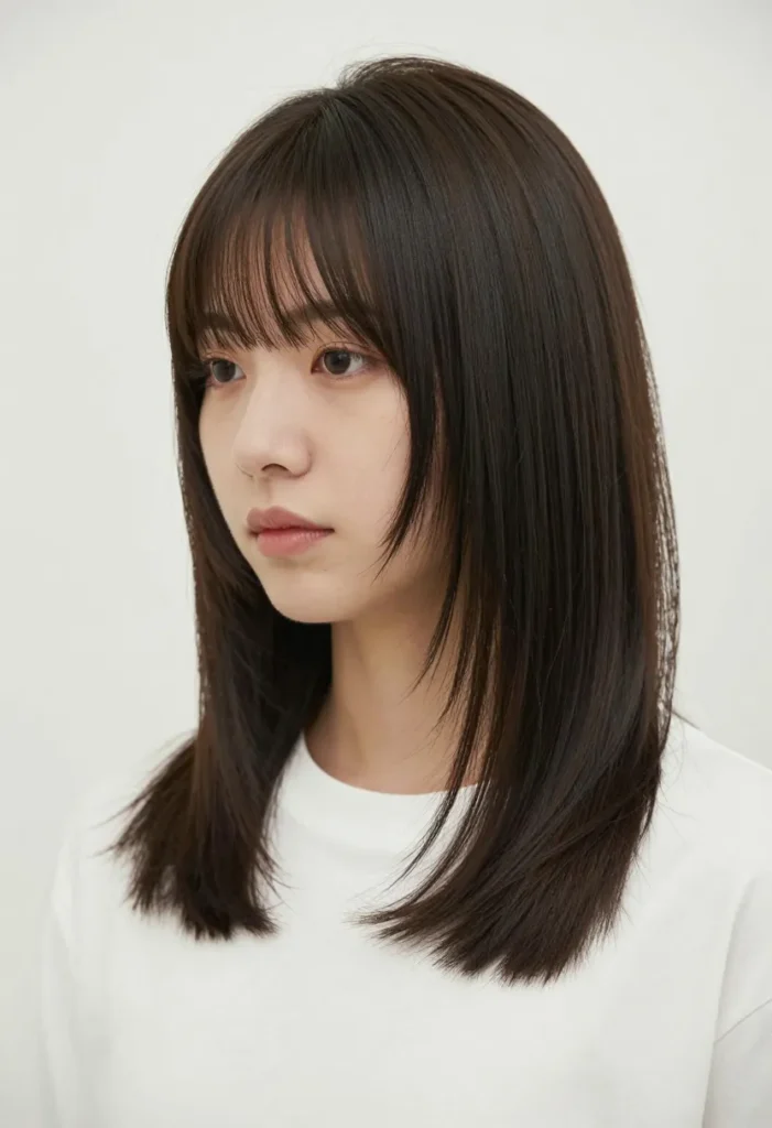 Shoulder-Length Straight Curtain Bangs Shoulder-Length Straight Curtain Bangs