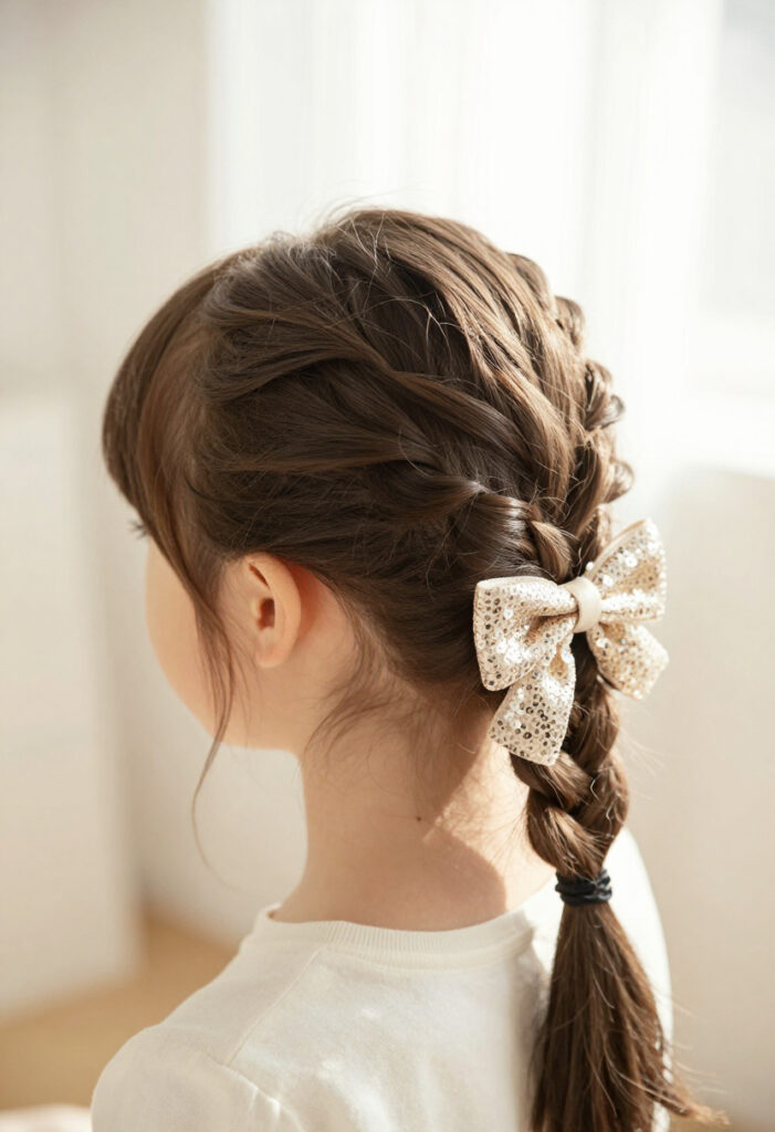 Side Braid with Sequined Bow Side Braid with Sequined Bow