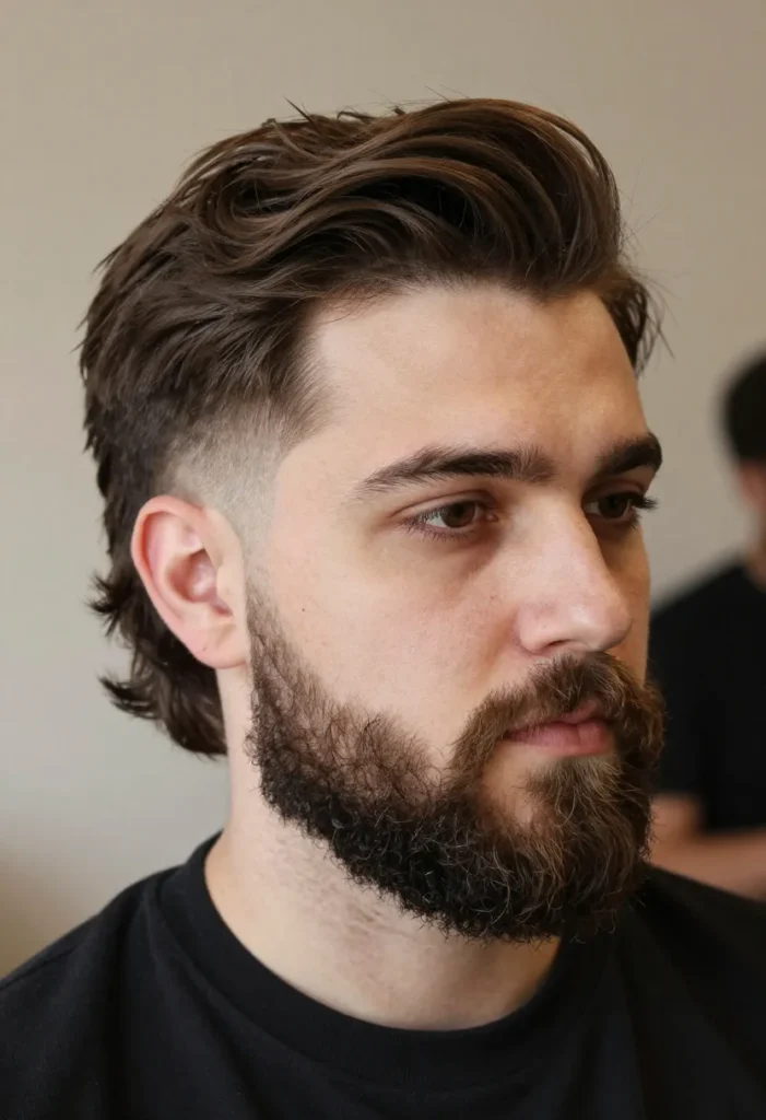 Side Part Flow Hairstyle with Beard Side Part Flow Hairstyle with Beard