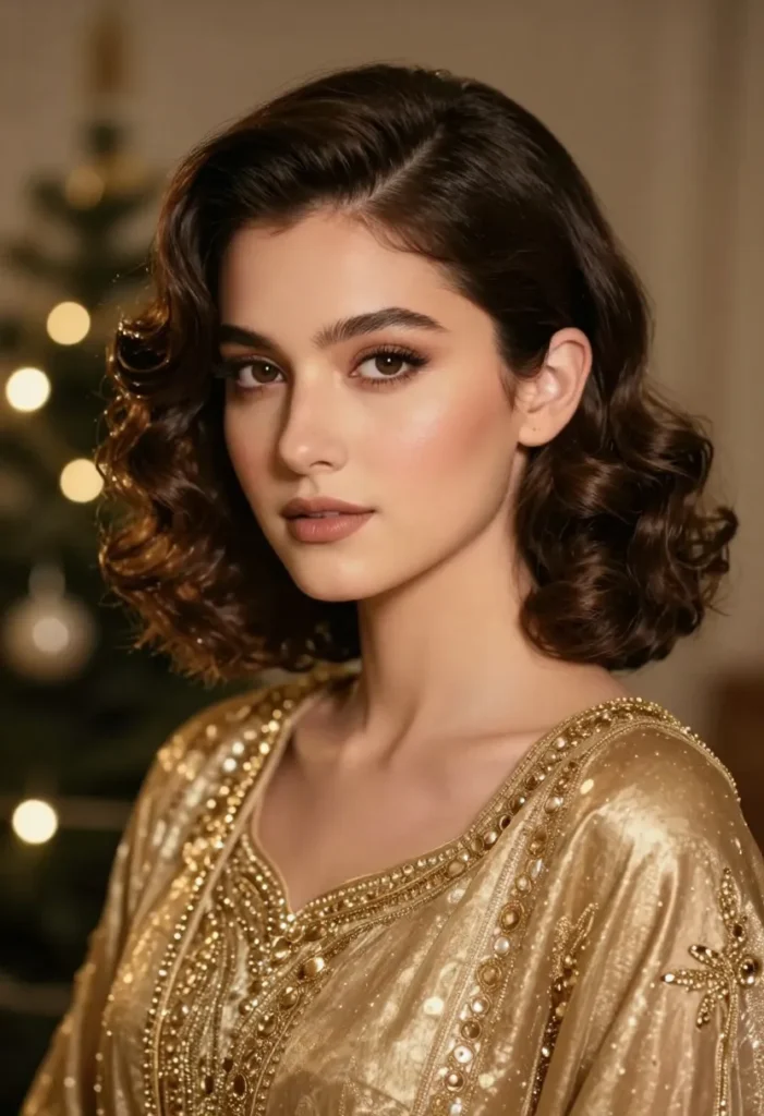 Side-Swept Curls for Festive Look Side-Swept Curls for Festive Look