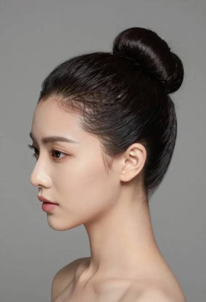 Sleek High Bun with Glossy Finish Sleek High Bun with Glossy Finish