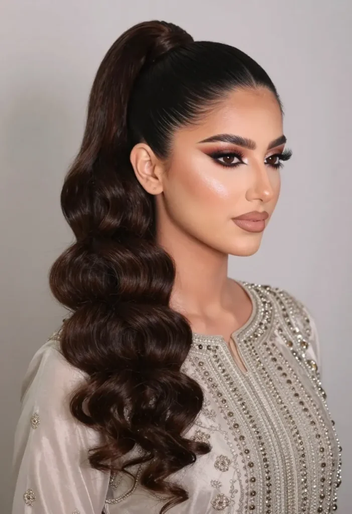 Sleek High Curly Ponytail
