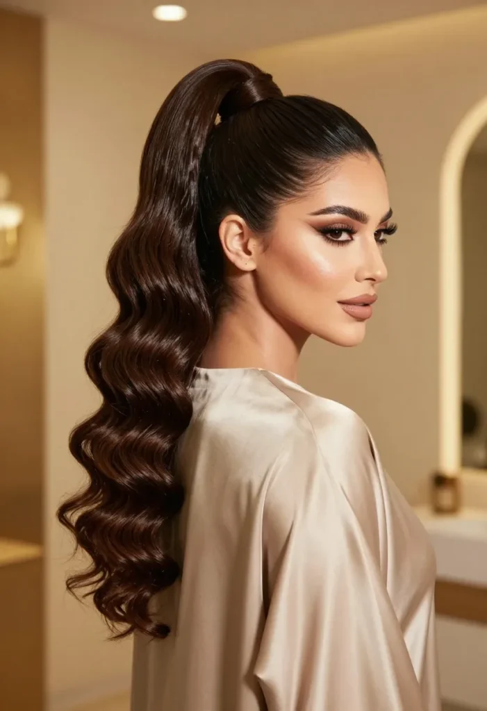Sleek High Ponytail with Curls Sleek High Ponytail with Curls