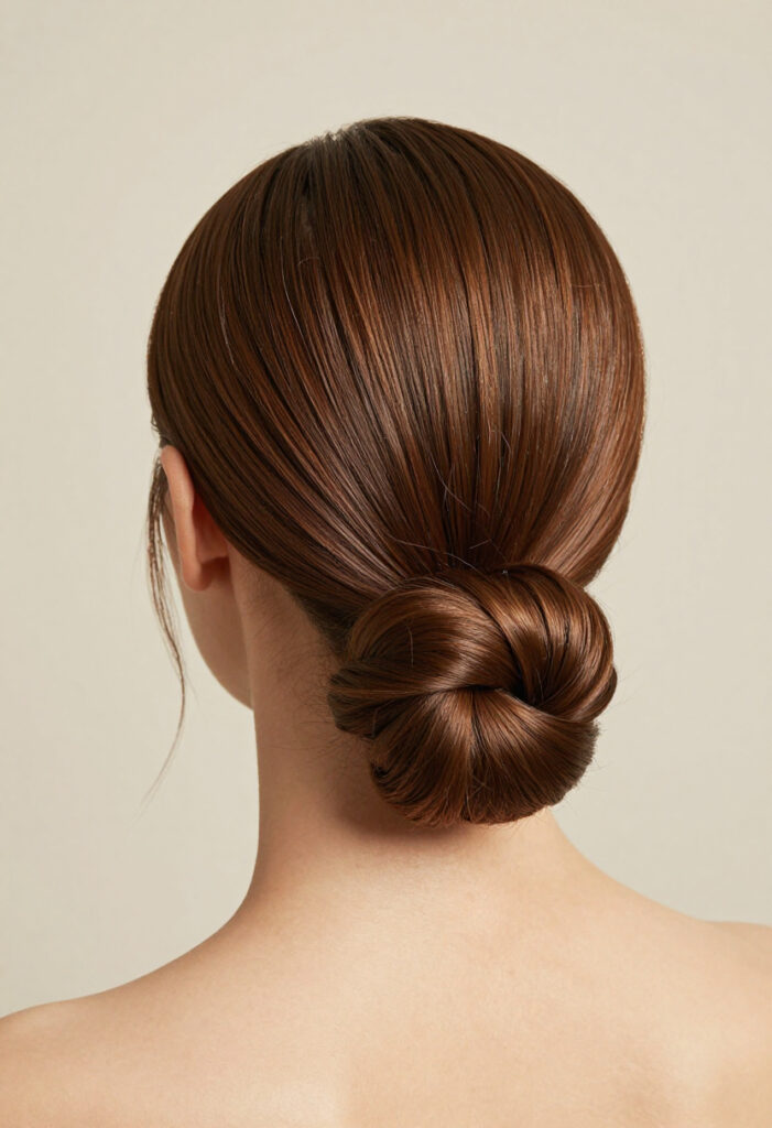Sleek Low Bun With Soft Face-Framing Pieces Sleek Low Bun With Soft Face-Framing Pieces