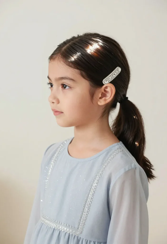 Sleek Low Ponytail with a Sparkly Clip Sleek Low Ponytail with a Sparkly Clip