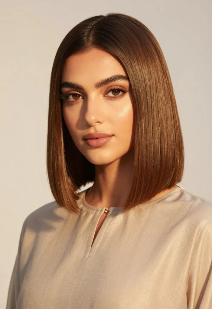Sleek Straight Hair with Center Part Sleek Straight Hair with Center Part