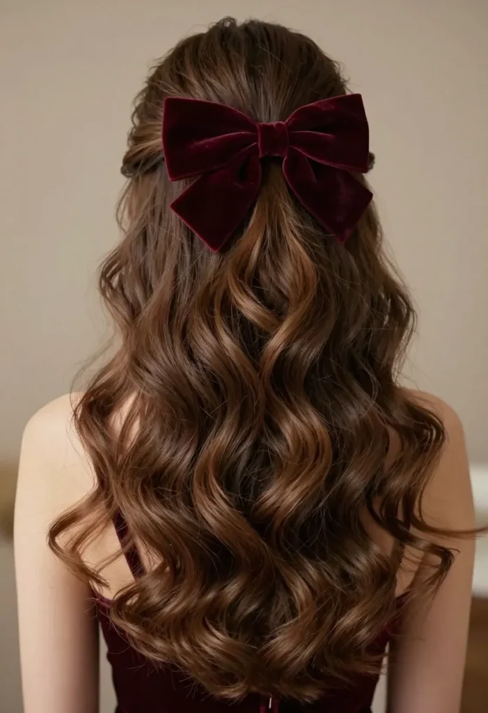 Soft Glam Curls with Velvet Bow Soft Glam Curls with Velvet Bow