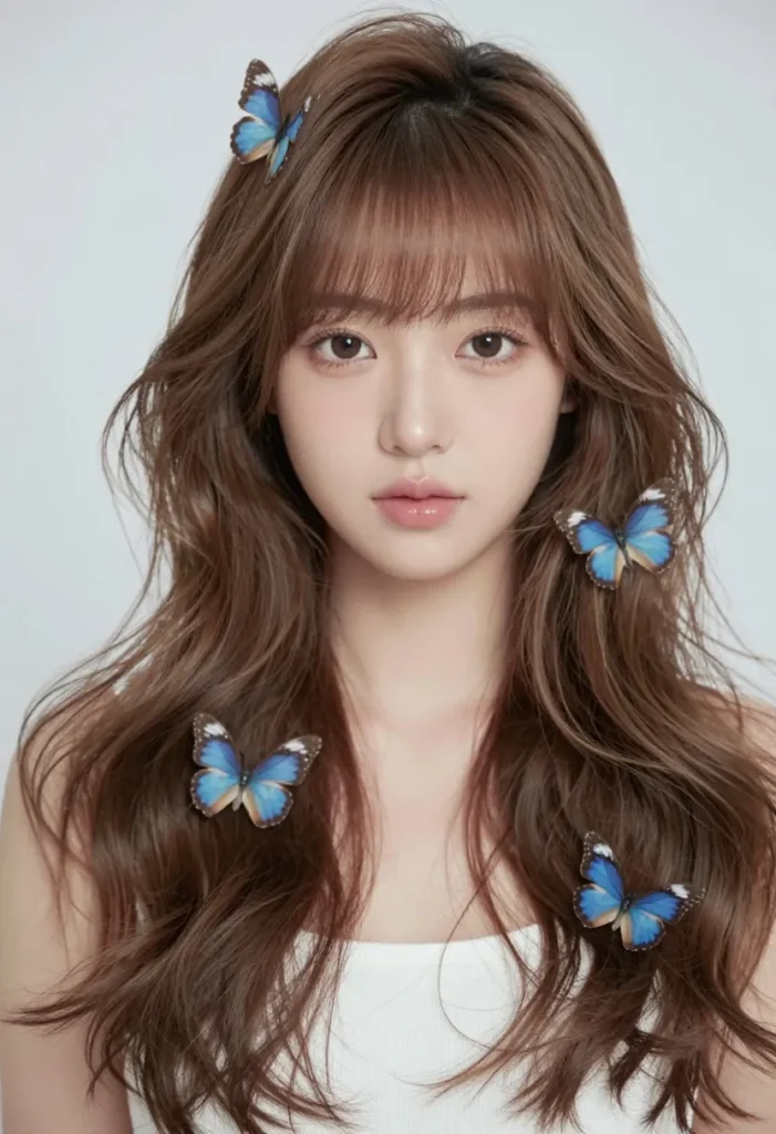 Soft Wavy Layers and Curtain Bangs Soft Wavy Layers and Curtain Bangs