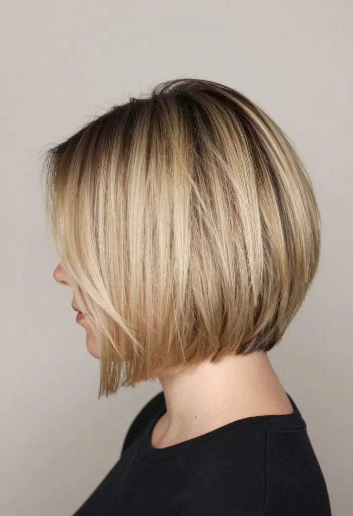Stacked Bob with Black Roots Stacked Bob with Black Roots
