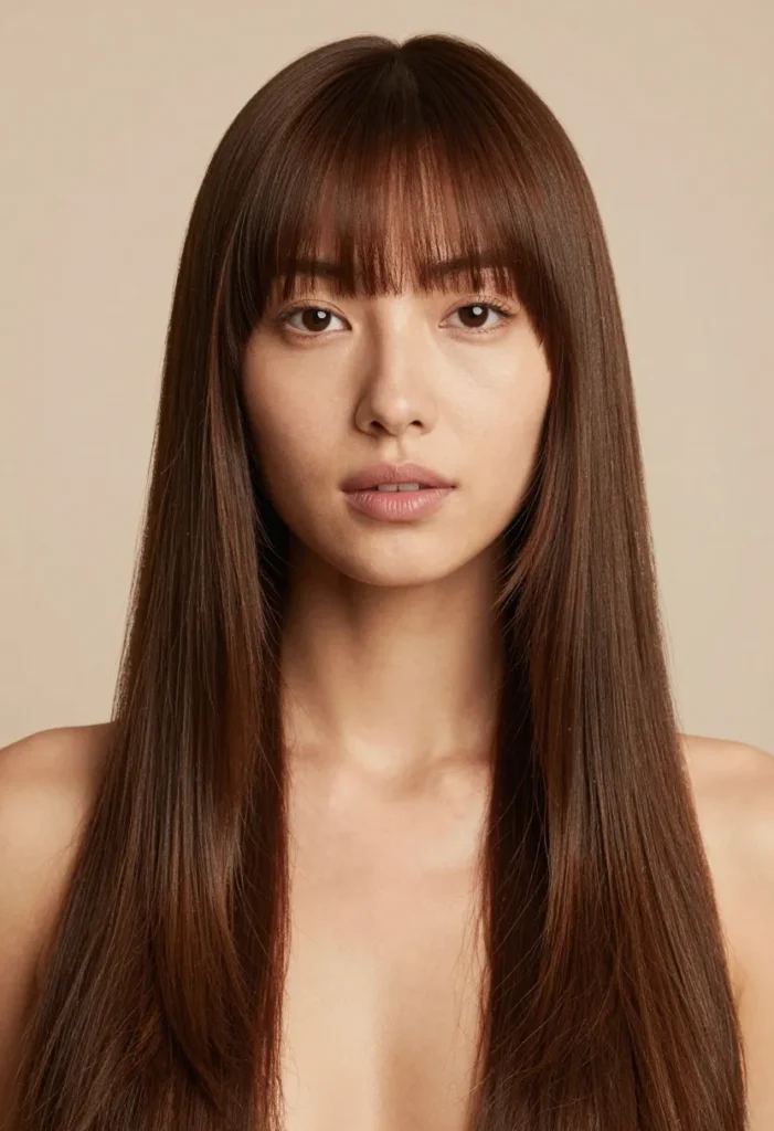 Straight Thick Hair with Curtain Bangs Straight Thick Hair with Curtain Bangs