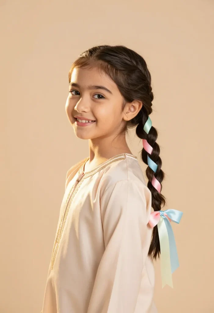 Twisted Ponytail with Ribbons Twisted Ponytail with Ribbons