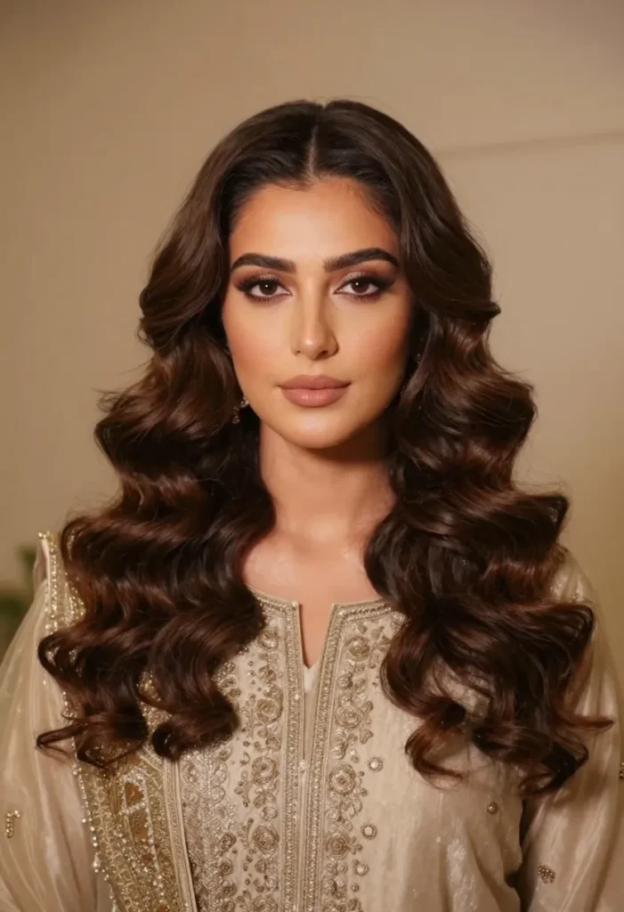 Voluminous Curls with Middle Part