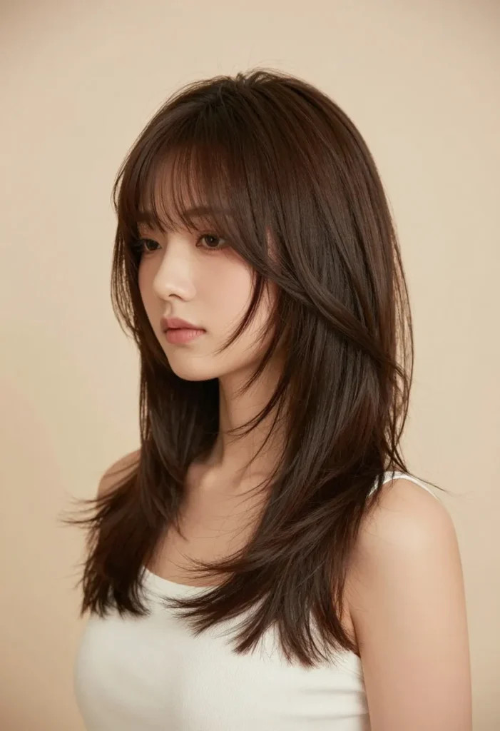 Wispy Layers and Cheekbone-Grazing Bangs Wispy Layers and Cheekbone-Grazing Bangs