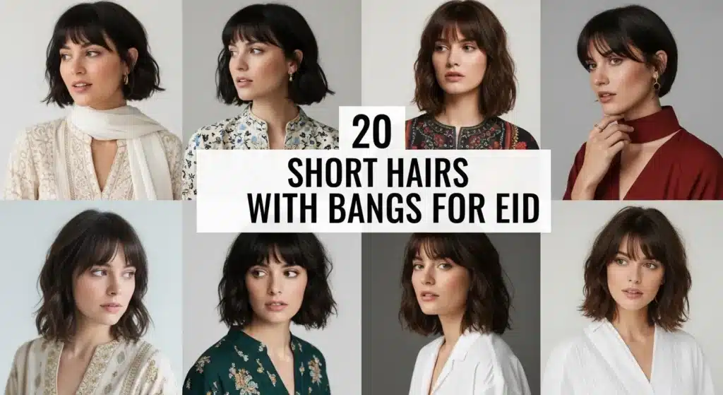 20 Short Haircuts with Bangs for Eid
