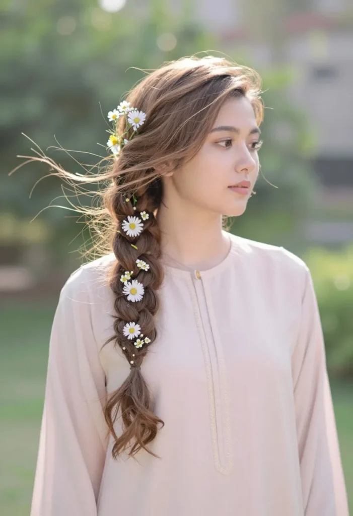 Dutch Braid with Flowers Dutch Braid with Flowers