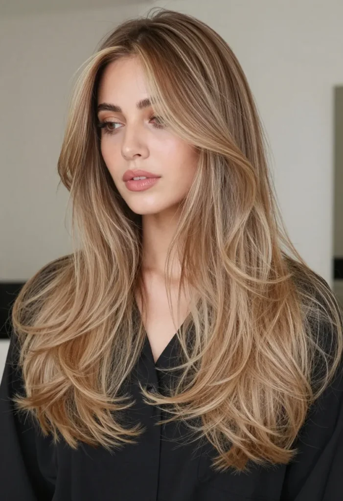 Layered Hair with Blowout Style Layered Hair with Blowout Style