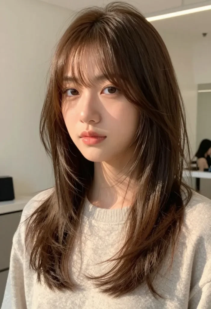 Layers with Curtain Bangs Layers with Curtain Bangs
